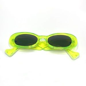 Neon Green Y2K Oval Sunglasses